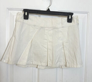 VTG Y2K Abercrombie & Fitch Off White Pleated Structured Mini Skirt Preppy 30"